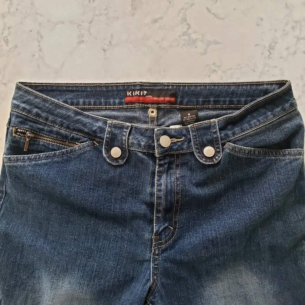 KIKIT High Waist Cropped Jeans button detail sz 8 - Picture 5 of 8